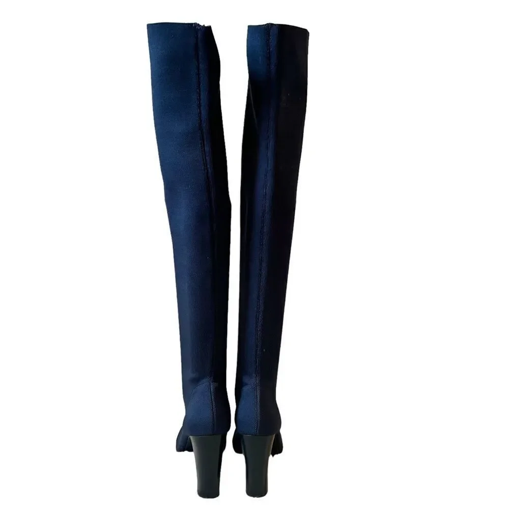 Charles By Charles David Simone Navy Blue Over-The-Knee Stretch Knit Boots